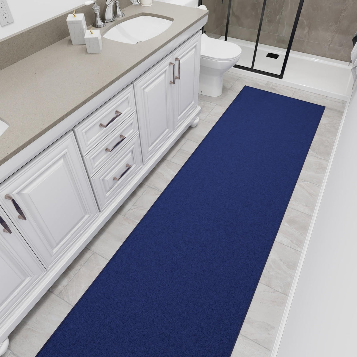 3x10 Hallway Runner Rug (Solid Navy Blue)
