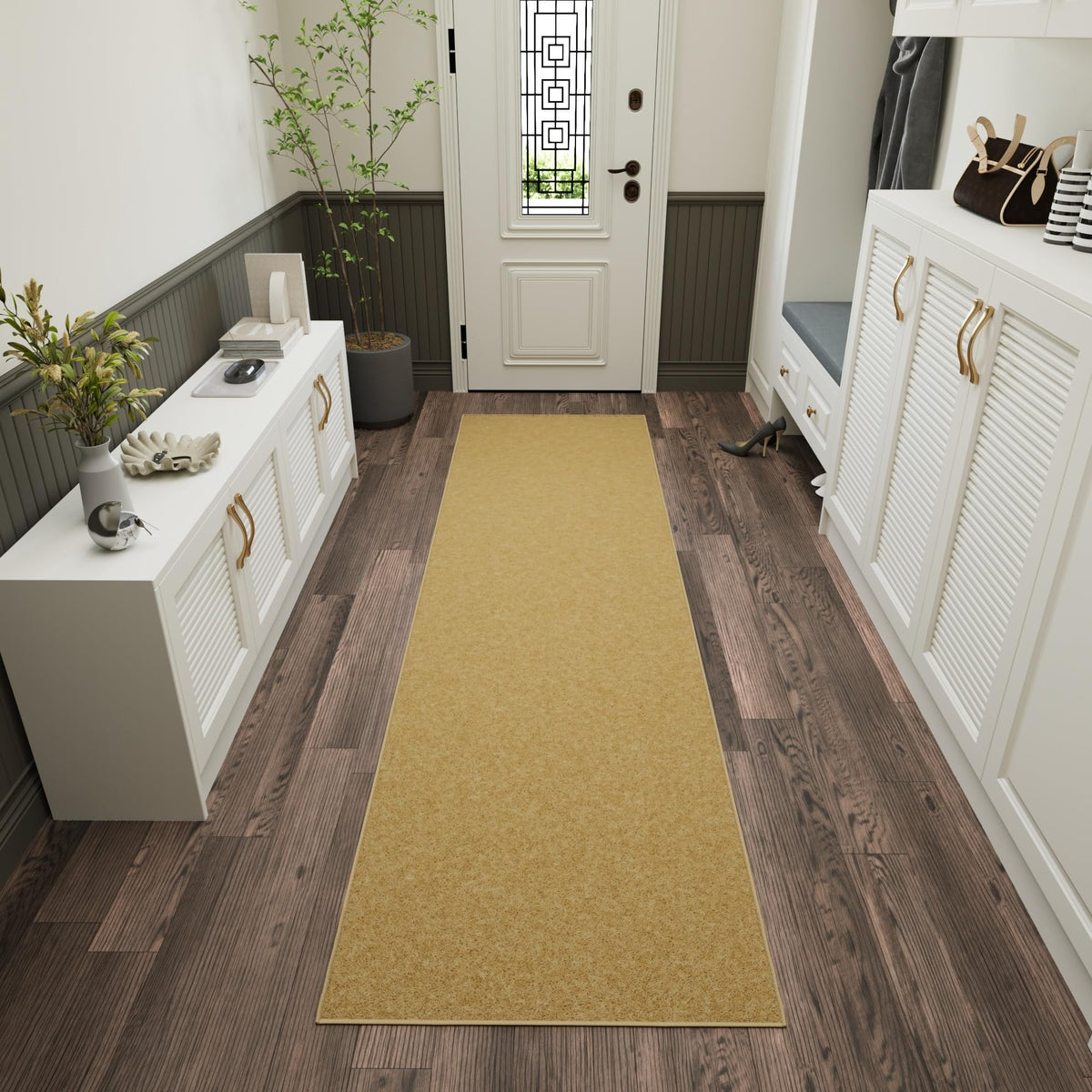 3x10 Hallway Runner Rug (Solid Beige)