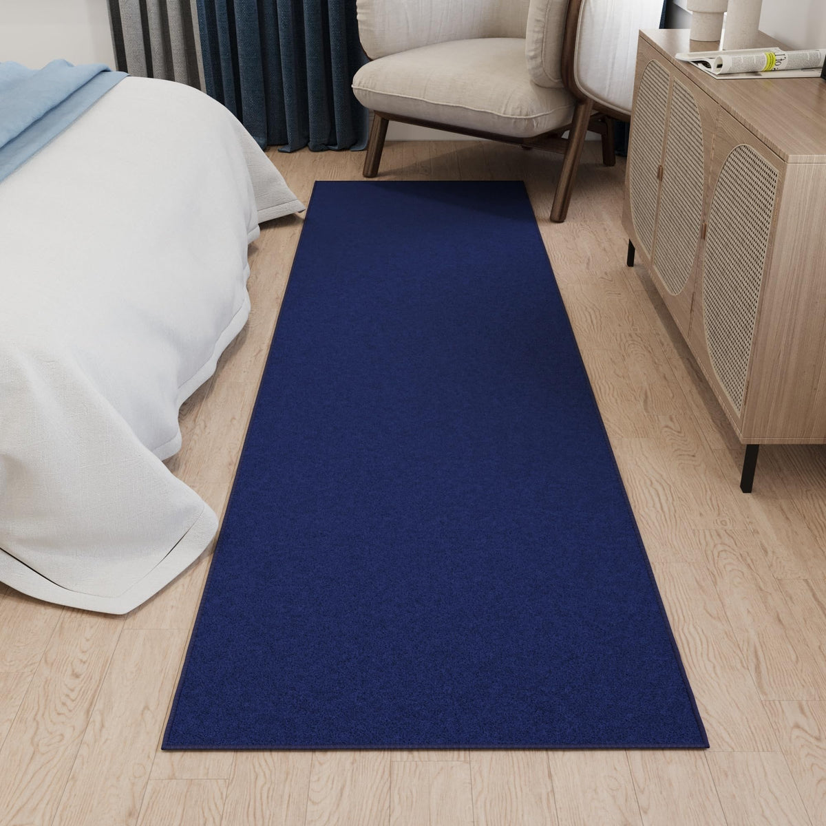 3x10 Hallway Runner Rug (Solid Navy Blue)