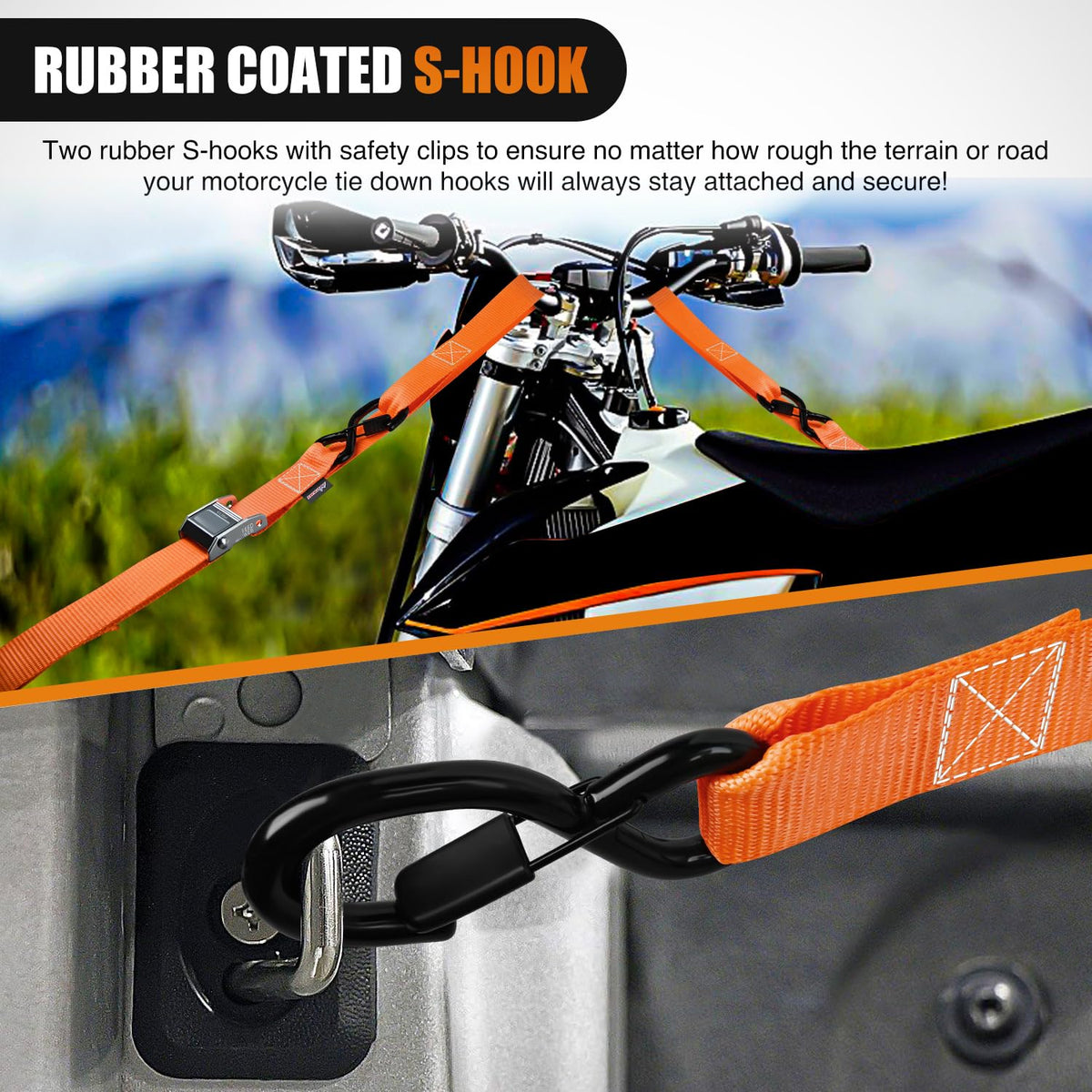 Motorcycle Tie Down Straps 1.5”×8’ for Securing Dirtbikes ATV UTV (1.5in x 8ft Motorcycle Tie Down Straps / Straps)