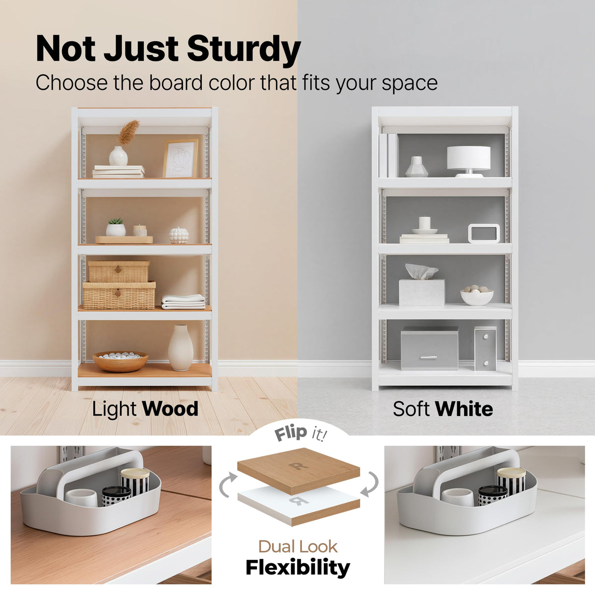 House 36.2" W 5 Tier Heavy Duty Garage Shelving Adjustable Metal Rack Storage Shelves Standing Shelf Unit Organizers Pantry Closet Office White 2Pack (White / 36.2"W x 16.5"D)