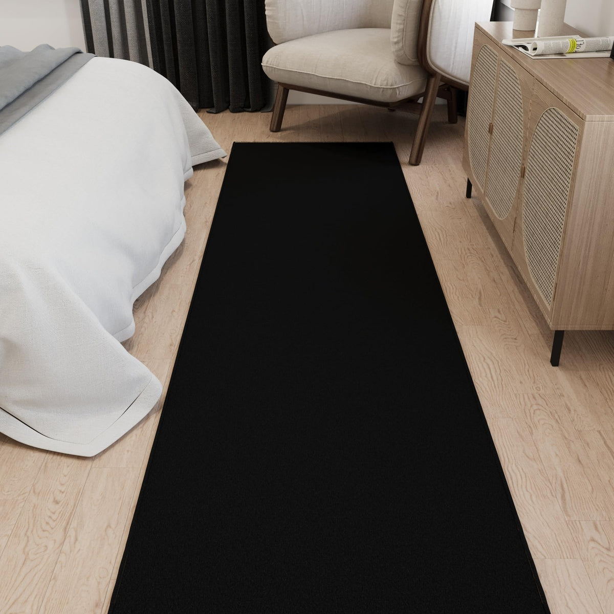 3x8 Rug Runners for Hallways (Solid Black)