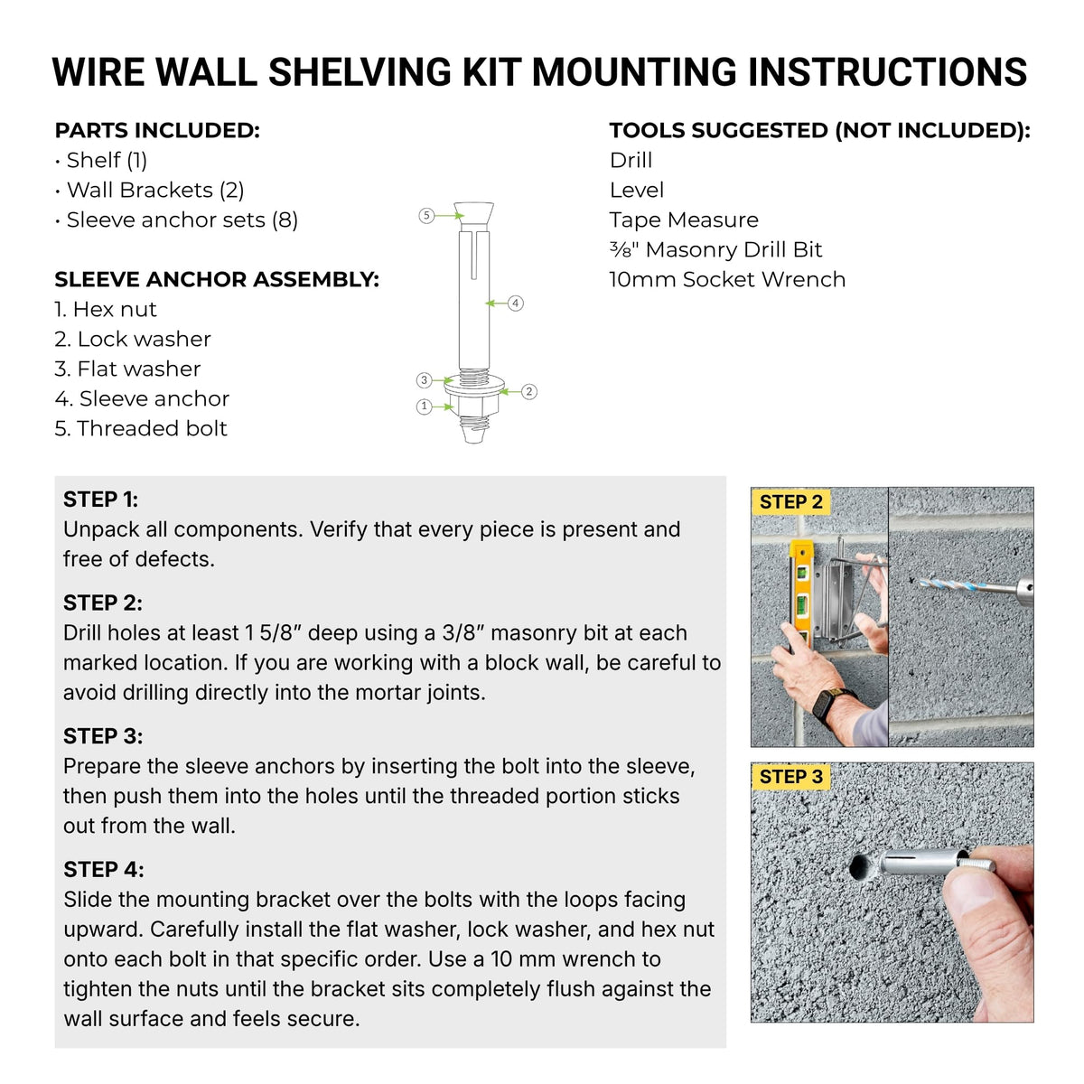 14" x 60" Chrome Wire Wall Mount Shelf (Chrome / 14" x 60")