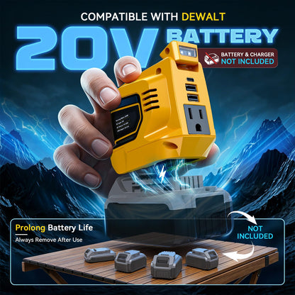 220W Power Inverter Compatible with DeWALT 20V Battery (2-pack / Yellow)