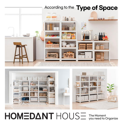 House 24.4" W 5 Tier Heavy Duty Garage Shelving Adjustable Metal Rack Storage Shelves Standing Shelf Unit Organizers Pantry Closet Office White 2Pack (White / 24.4"W x 16.5"D)