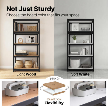 House Black 36.2" W 5 Tier Rolling Storage Shelves Metal Cart (Black / (Wheels) 36.2"W x 16.5"D)