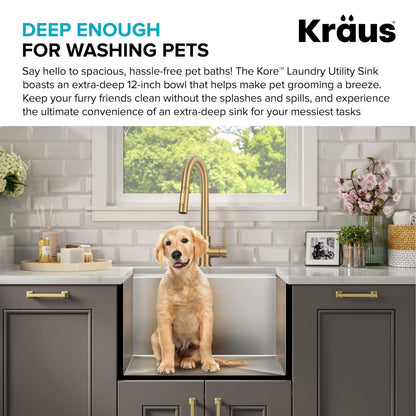 Kore 23 Inch Undermount Workstation Single Bowl 16 Gauge Deep Laundry Utility Stainless Steel Kitchen Sink with Accessories (Stainless Steel / 23 inch / Laundry Sink)