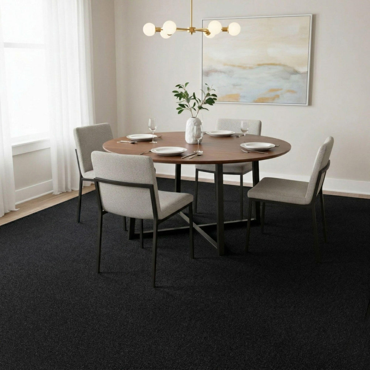 8x12 Living Room Rug (Solid Black)