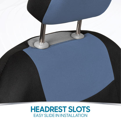 PolyPro Car Seat Covers Full Set in Blue Gray on Black (Blue Gray)