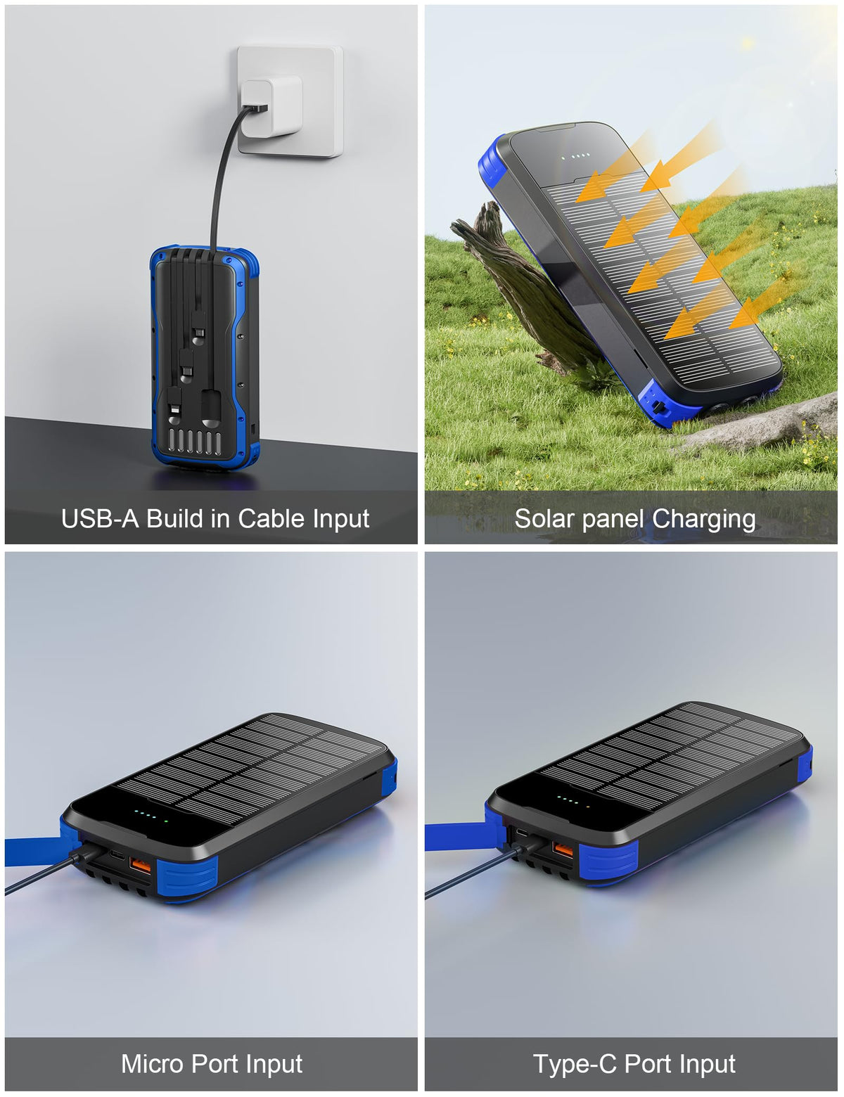 Solar Power Bank 40000mAh (Blue)