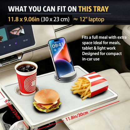 Car Desk for Laptop 360° Rotating Tesla Tray with Cup Holder Phone Stand (𝗦𝗾𝘂𝗮𝗿𝗲 · White / 𝗔𝗺𝗮𝘇𝗼𝗻 𝗖𝗵𝗼𝗶𝗰𝗲)