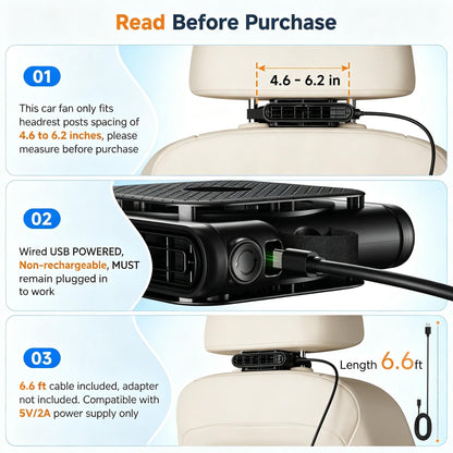 Car Fan with Dual Air Outlets