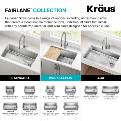 Fairlane 15 in Undermount Workstation Single Bowl 18 (15 Inch / Single Bowl Workstation — Undermount)
