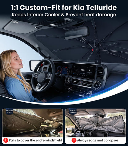 Windshield Sunshade Umbrella Custom Fit for Kia Telluride 2020 (For Kia / For Telluride)