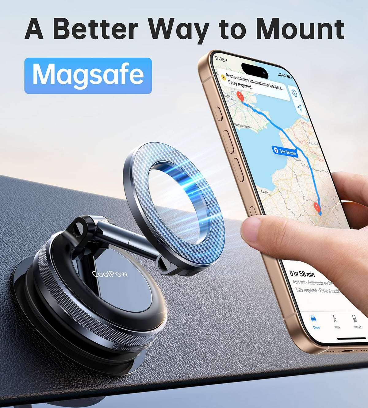 Newest Vacuum Magnetic Phone Holder for Car Phone Holder Mount【Movable Vacuum Suction】Magsafe Car Mount Cell Phone Holders for Your Car Accessories for Women Men for iPhone 17 16 (Carbon Fiber)