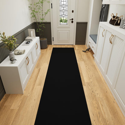 3x41 Extra Long Hallway Runner Rug (Solid Black)