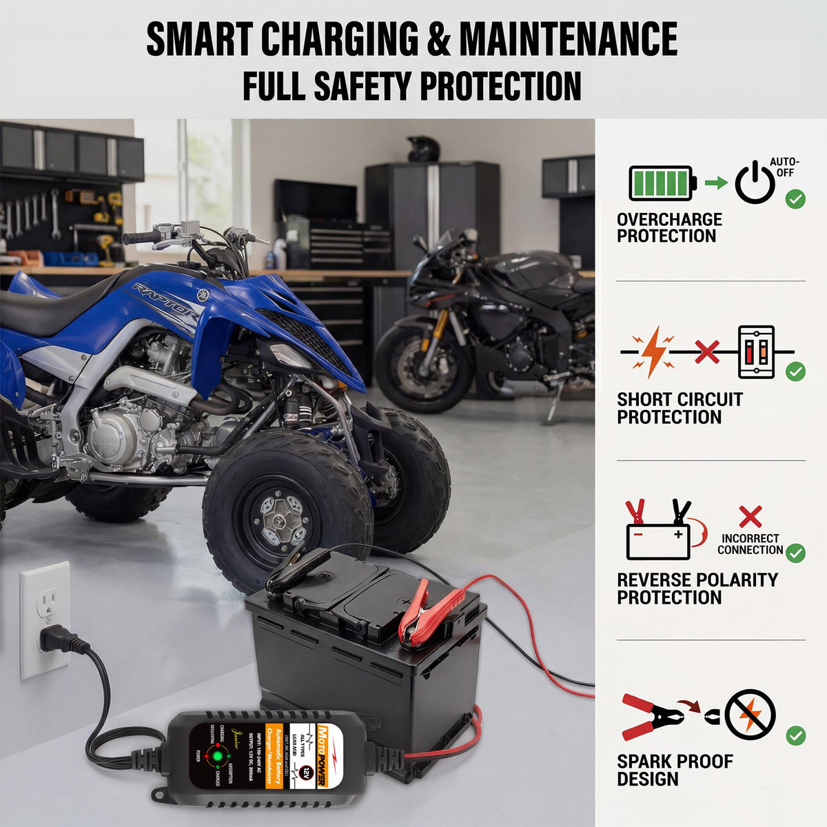 MP00205A 12V 800mA Automatic Battery Charger Maintainer