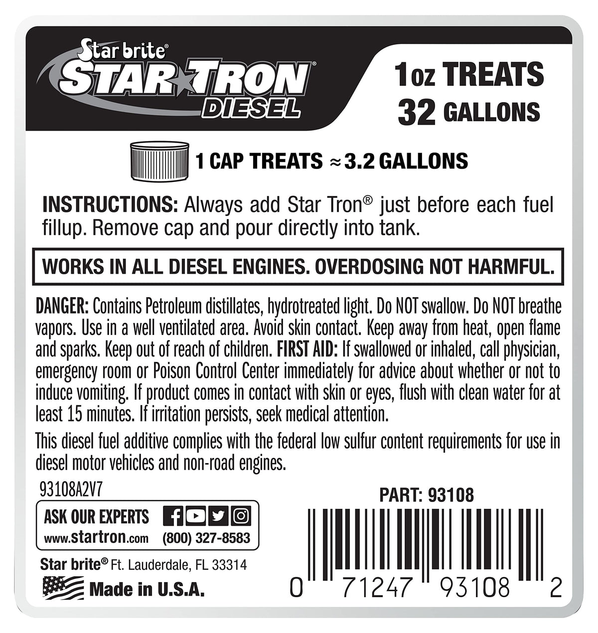Star TRON Enzyme Fuel Treatment (8 Oz Treats 252 Gallons)