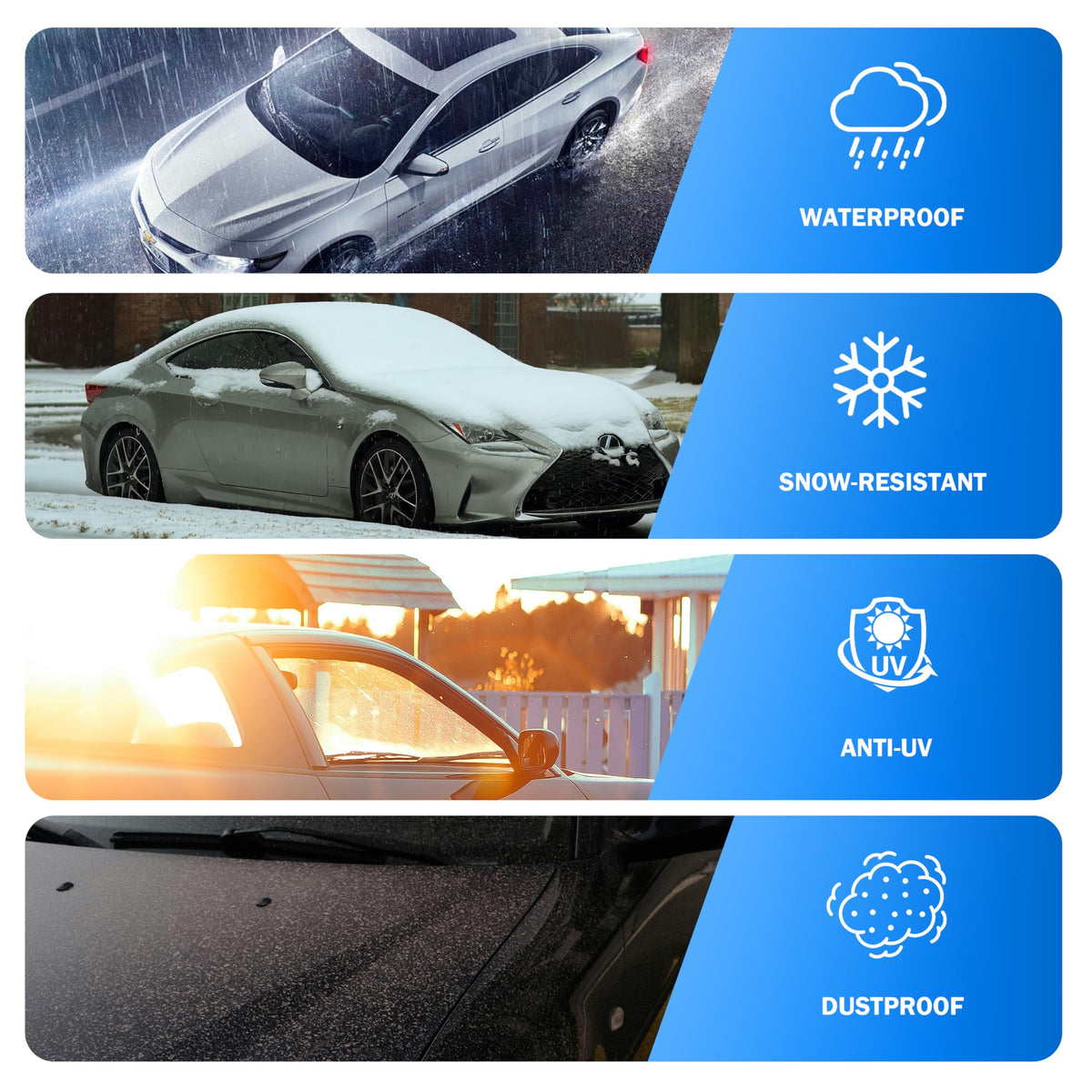 Car Cover Waterproof All Weather Outdoor Windproof Dustproof UV Protection Fit SUV (3 SUV Car Cover / S1-Fit Suv Length 173-180 inch)