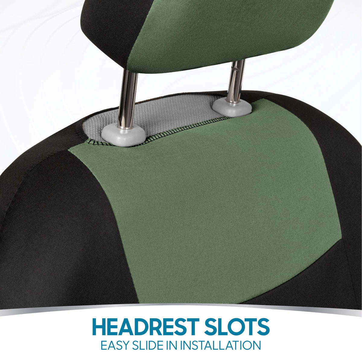 PolyPro Car Seat Covers Full Set in Green on Black (Green)