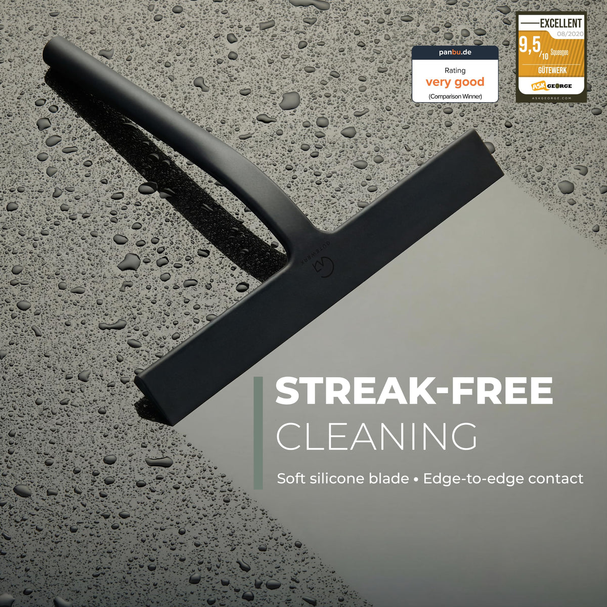 Silicone Shower Squeegee with 3 (Black / 9 Inches)