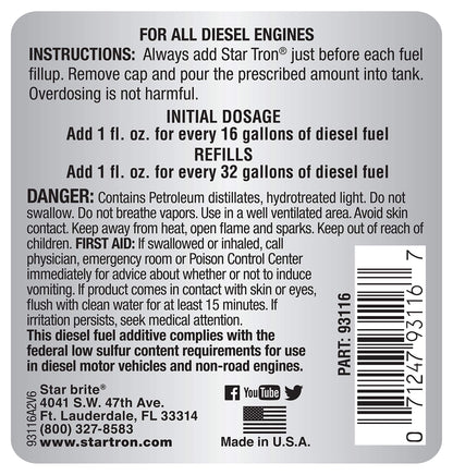 Star TRON Enzyme Fuel Treatment (16 Oz Treats 512 Gallons)