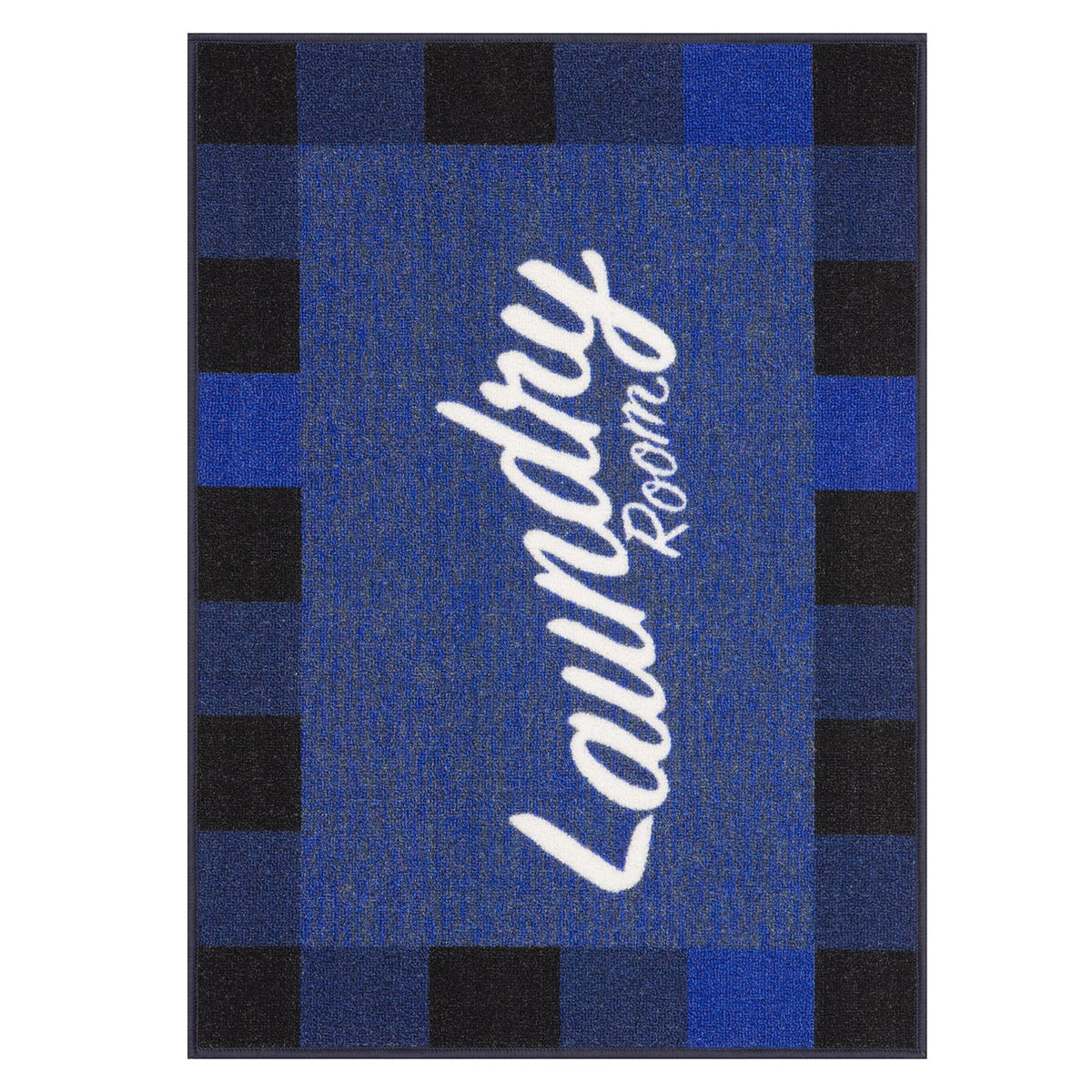 26" x 35" Laundry Room Rug (Laundry Navy Checkered)