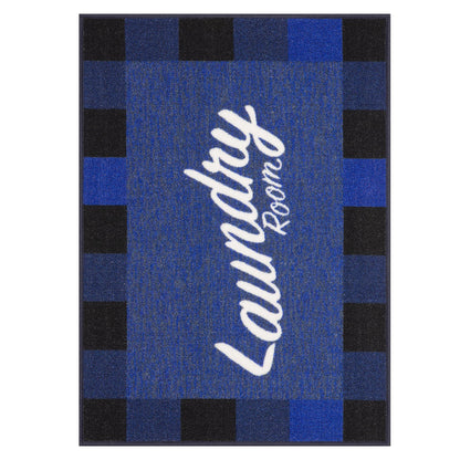 26" x 35" Laundry Room Rug (Laundry Navy Checkered)