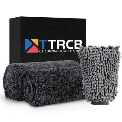 2 Pack 1300 GSM Car Drying Towels (Grey / 36" x 24" & 36" x 24")