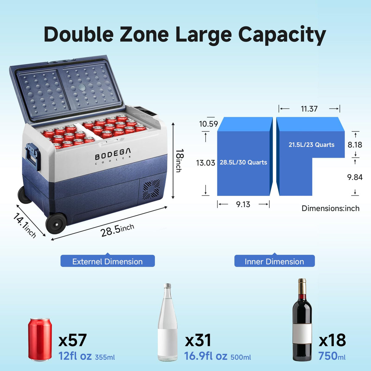 12V Portable Car Refrigerator (Blue)