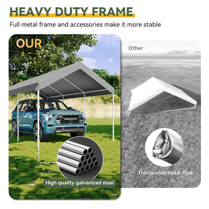 10x20 FT Carport (Gray / 10x20ft)