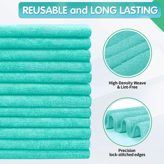 Turquoise Microfiber Cleaning Cloth (Turquoise / 12pk)