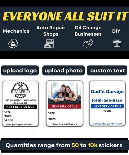 Oil Change Stickers for Windshield Personalized with Your Logo