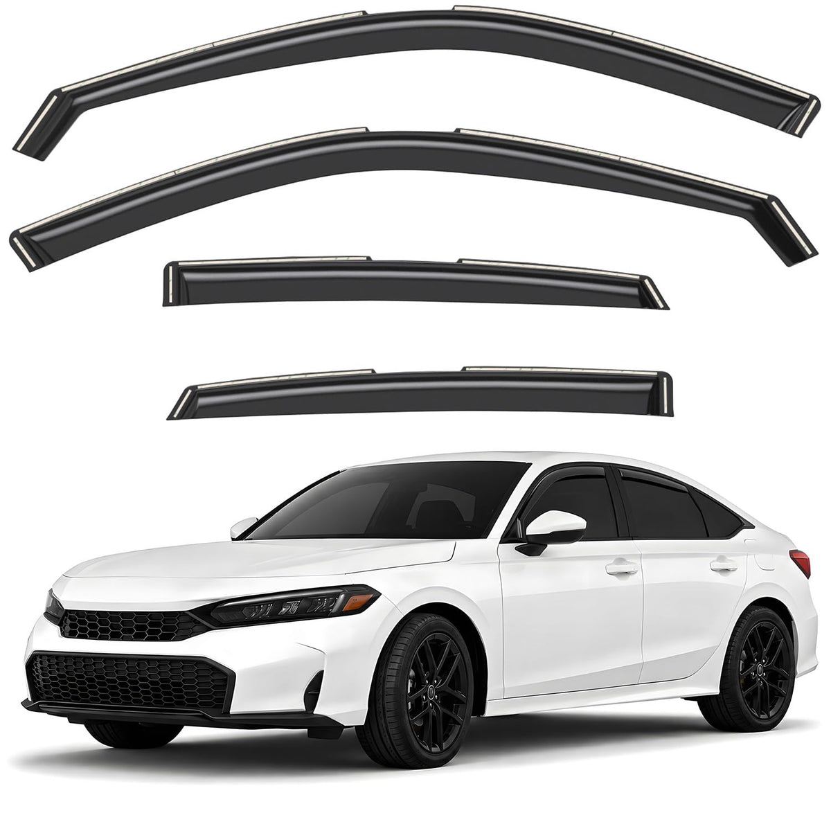 Window Deflectors Smoke Tinted in (For Civic 22-27 Sedan)