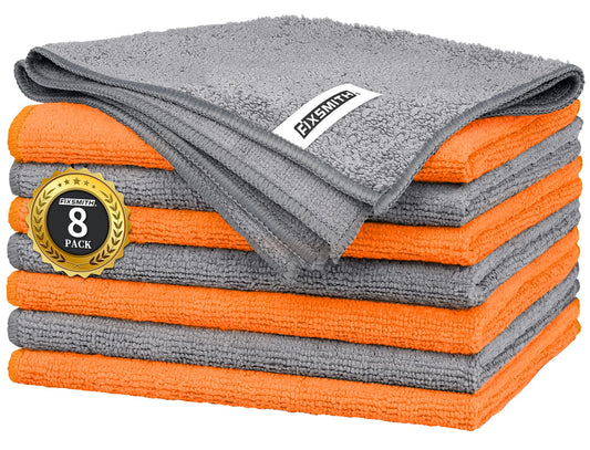 Microfiber Cleaning Cloth (Grey&orange / 8pk)