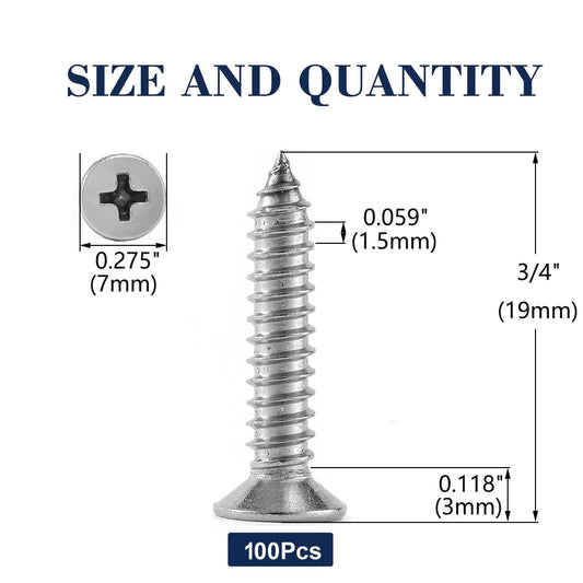 7 x 3 4" Wood Screw 100Pcs 18 (#7 x 3/4")