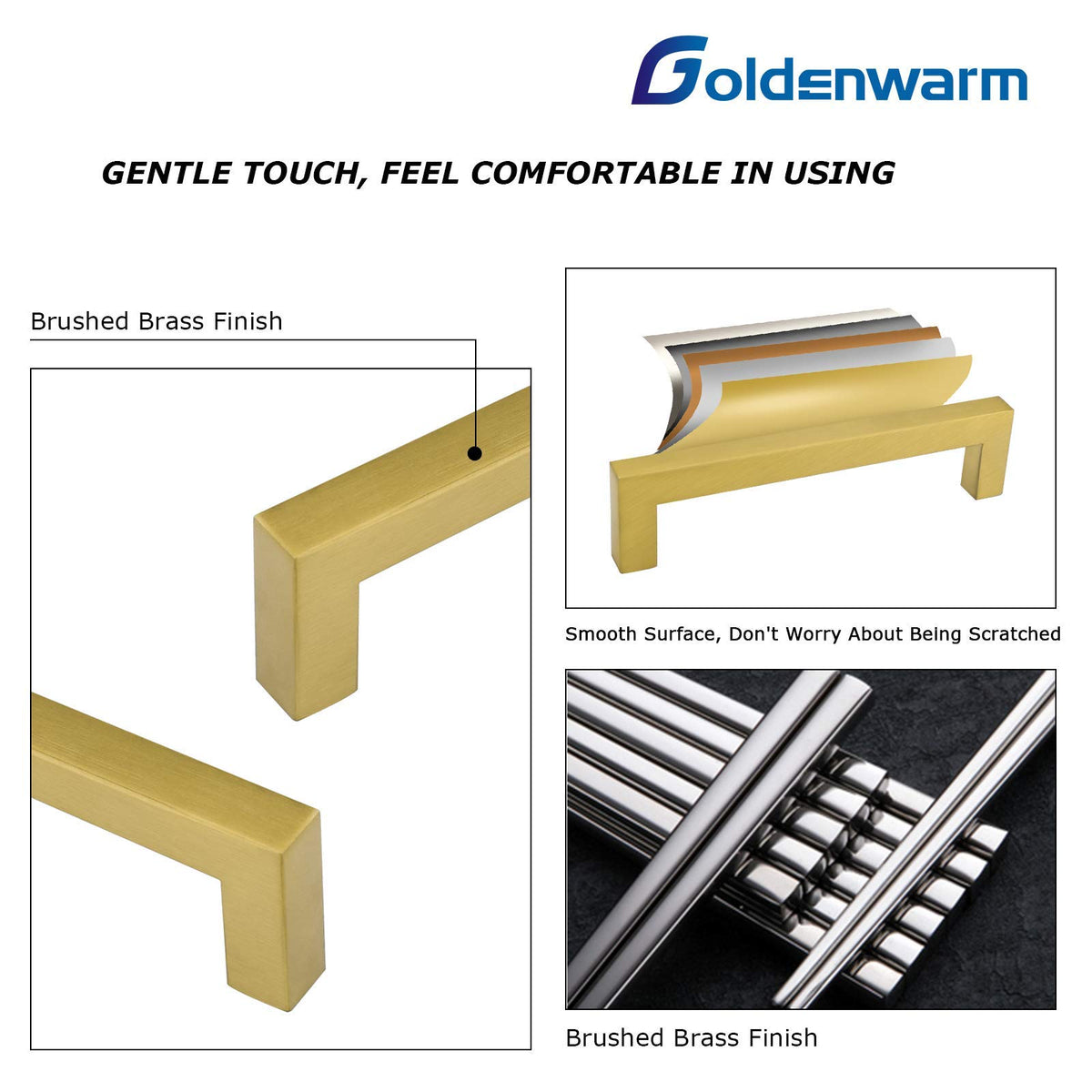 20 Pack 5 Inch Gold Cabinet Handles Brushed Brass Drawer Pulls (Gold / 5 Inch Hole Centers)