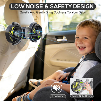 Rechargeable Car Fan for Backseat (Large / Green (Rechargeable))