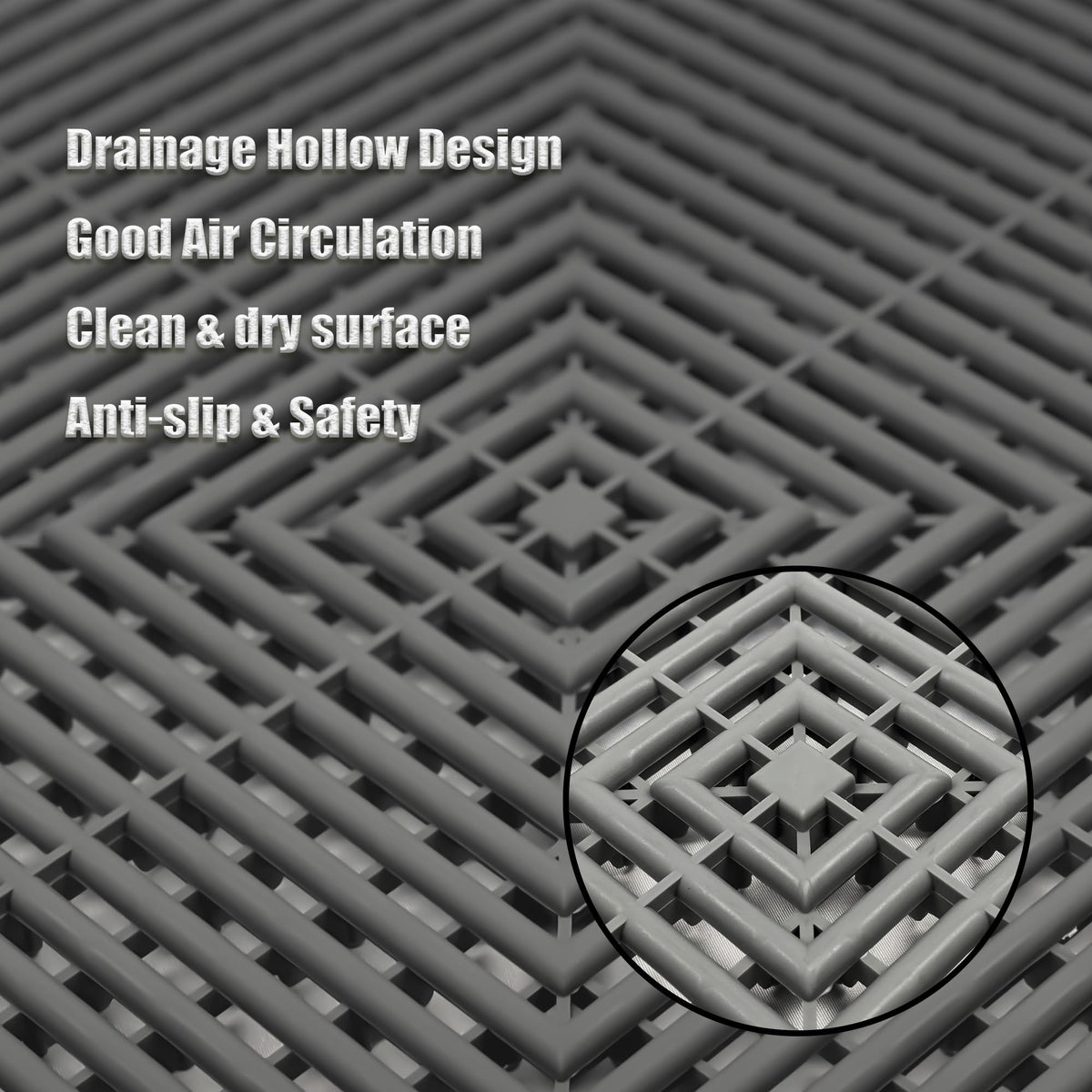 Interlocking Garage Floor Tiles (Grey / 16"L x 16"W x 0.71"Th)