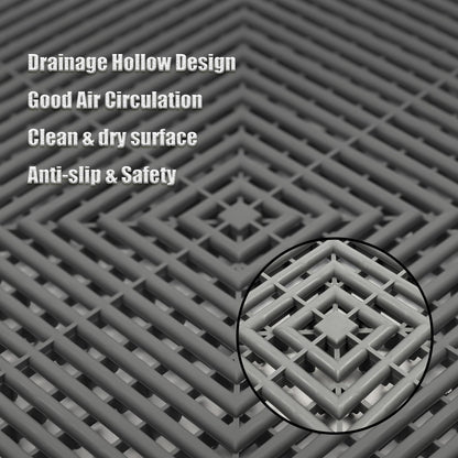 Interlocking Garage Floor Tiles (Grey / 16"L x 16"W x 0.71"Th)