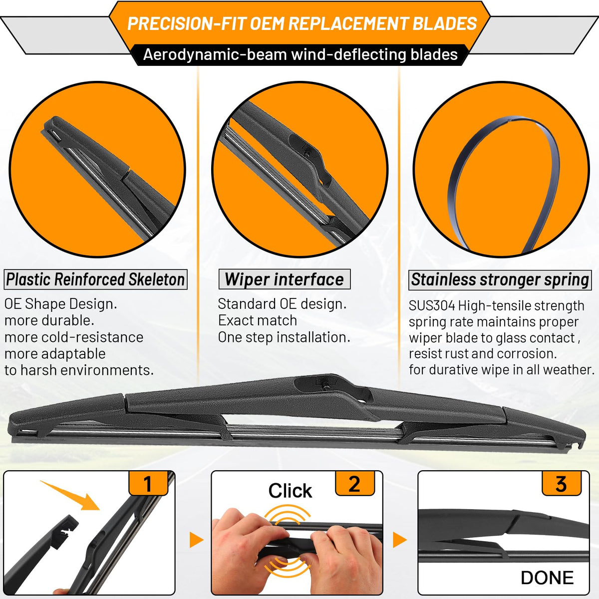 Windshield Wiper Blade Replacement for Ford Focus 2012 (28"+28"+12")