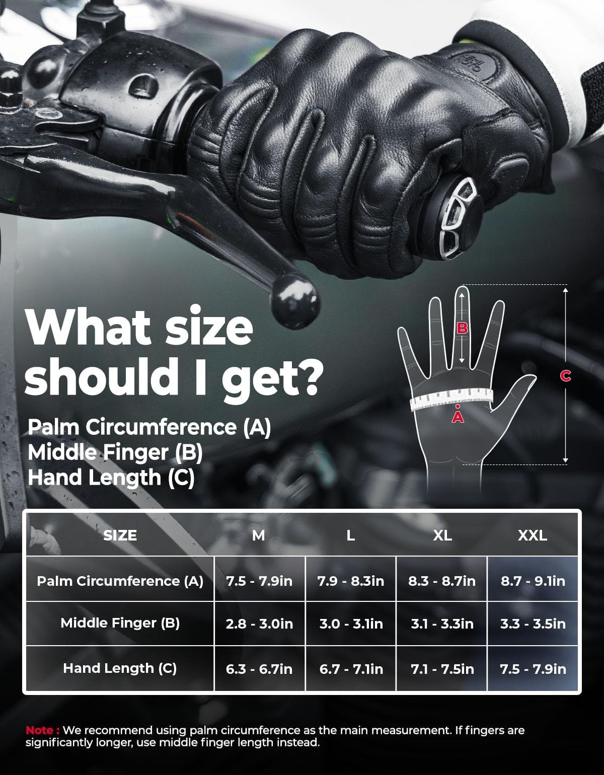 Motorcycle Gloves (Black / Large)