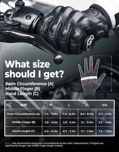 Motorcycle Gloves (Black / Large)