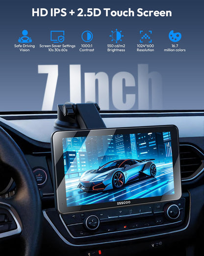 7" Wireless CarPlay & Android Auto Screen for Car with Rear Cam (7inch)