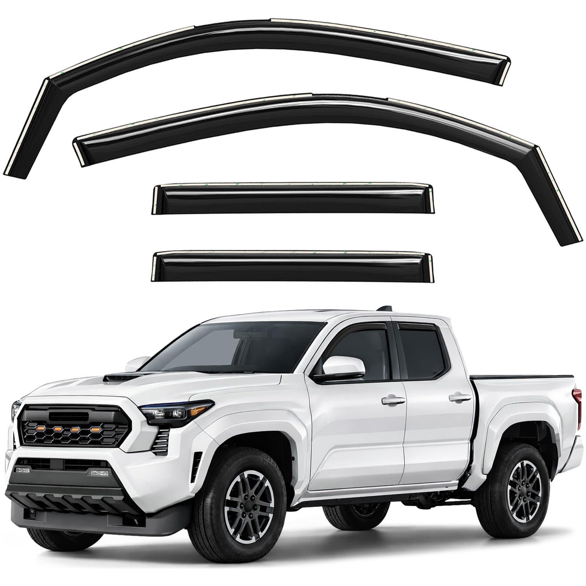 Window Deflectors Smoke Tinted in (For Tacoma 24-27 Double Cab)