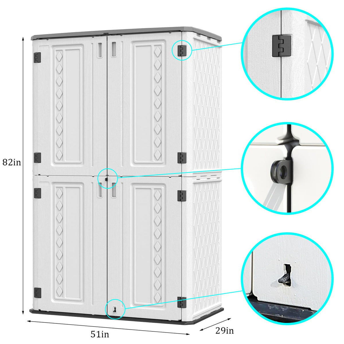Storage Shed Weather Resistance (off white / Tall Shed-53 cu ft)