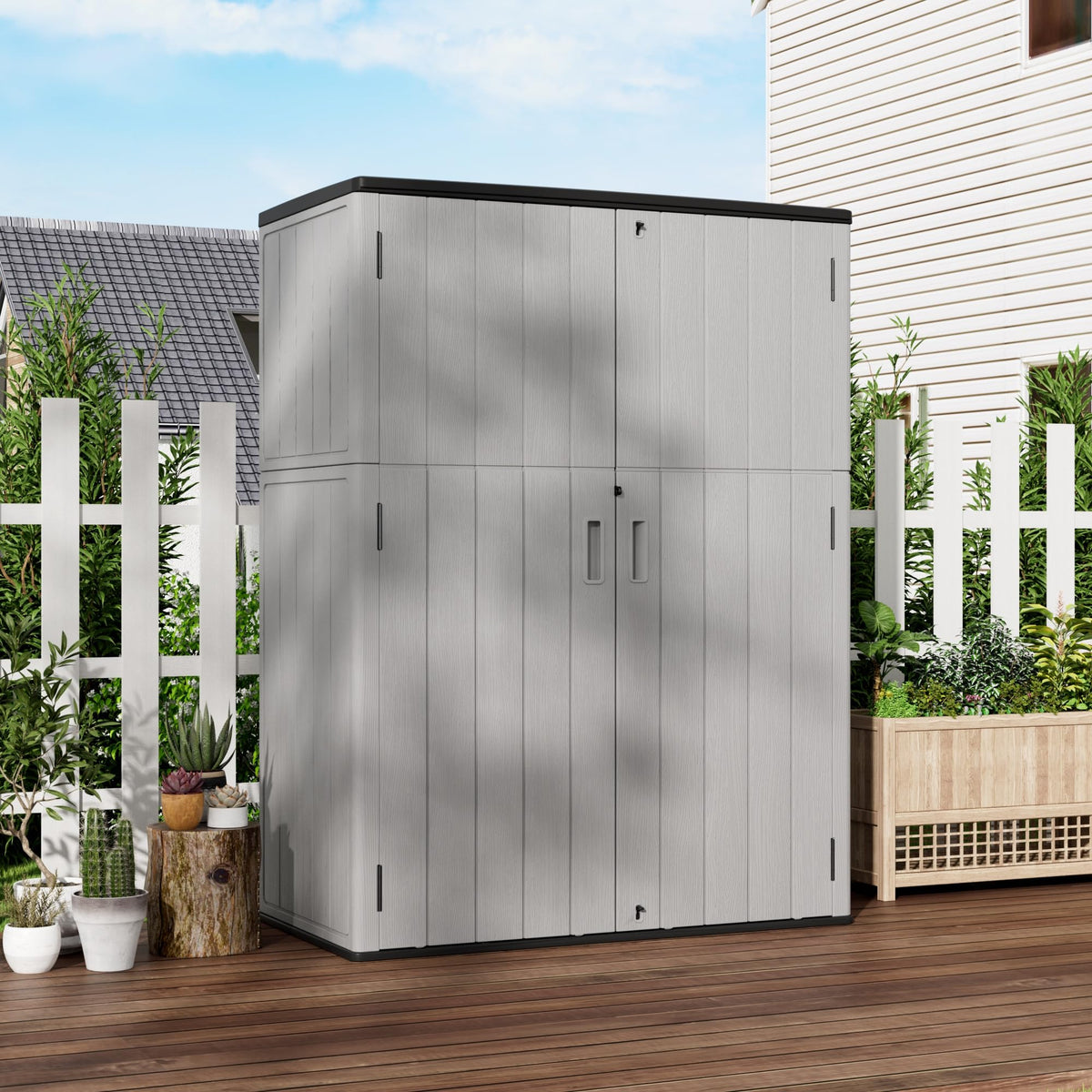 Outdoor Vertical Storage Sheds (Gray / 57Cu.ft)