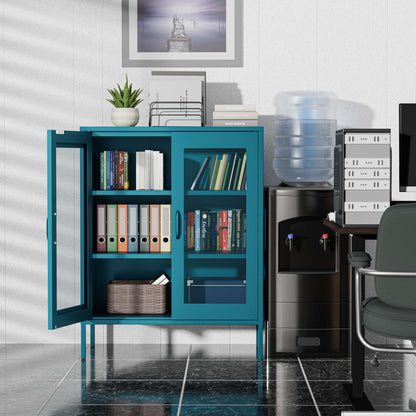 Metal Storage Cabinet with Mesh Doors (Blue / 40''H)