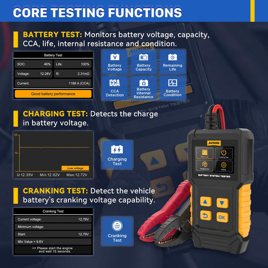 Car Battery Tester 12V 24V Cranking Charging Load 30