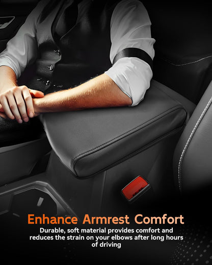 for 2022 2023 2024 2025 2026 Volkswagen Taos Center Console Cover Armrest Cover for Taos Accessories Middle Console Arm Rest Protector (Taos Thin Black Leather)